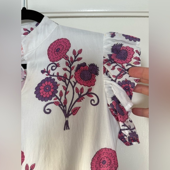 Victoria Dunn Lillie Mini Dress in Camelia Block Floral Print Purple Pink XS - Picture 7 of 12